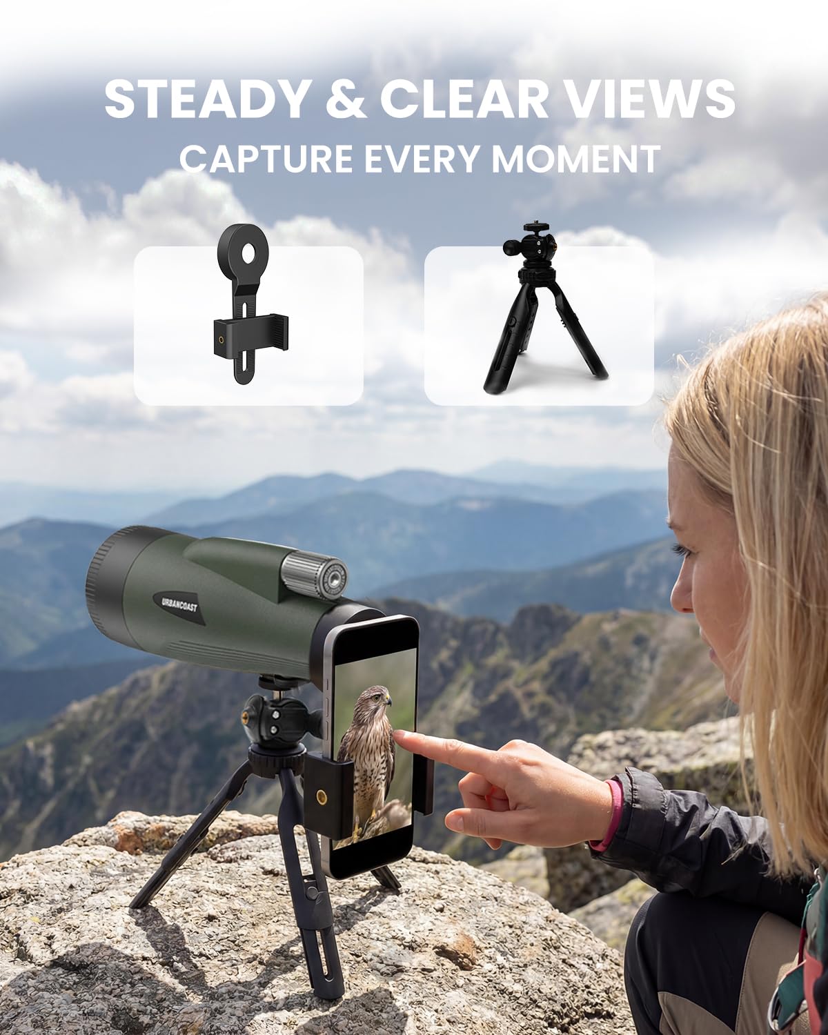 15x65&8x32 Monoculars for Adults High Powered for Bird Watching Hikng Camp - Green view 5