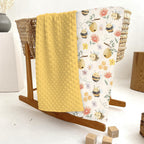 Bee Floral Baby Blanket Soft Mink Dotted Backing Double Layer Swaddle Receiving Blanket 30x40 - Wildflowers view 5