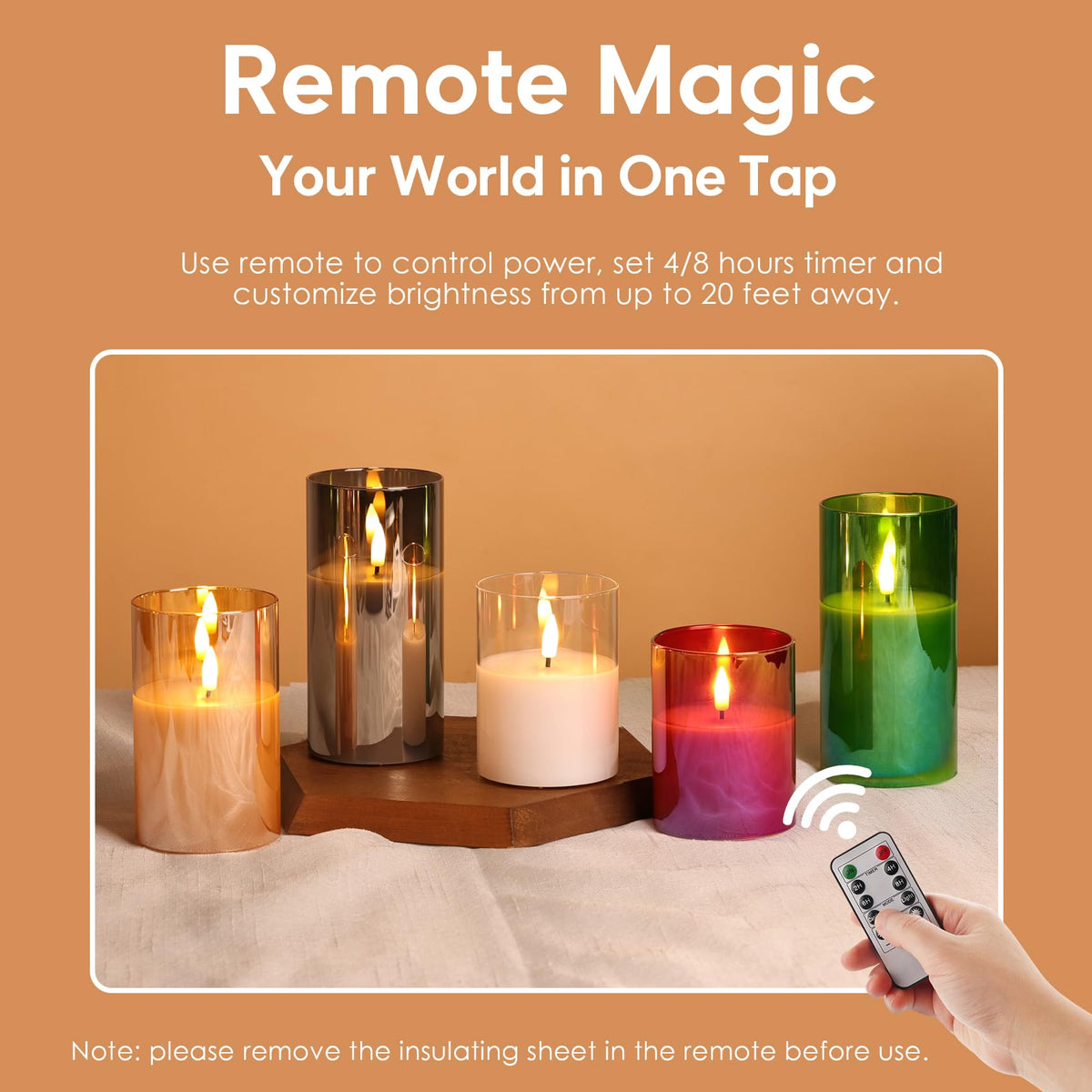 Eywamage Glass Flameless Candles with Remote - view 4