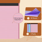 Glyanlee Legal Pads 8.5 x 11 Ruled Notepads, 50 Sheets/Pad - Multi-3colors / 3 Pack view 2