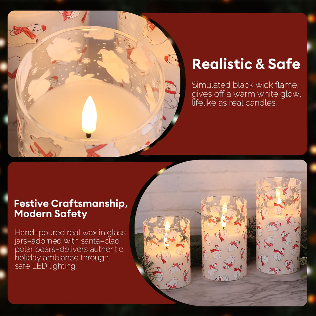 Eywamage Glass Flameless Candles with Remote - Bear view 1