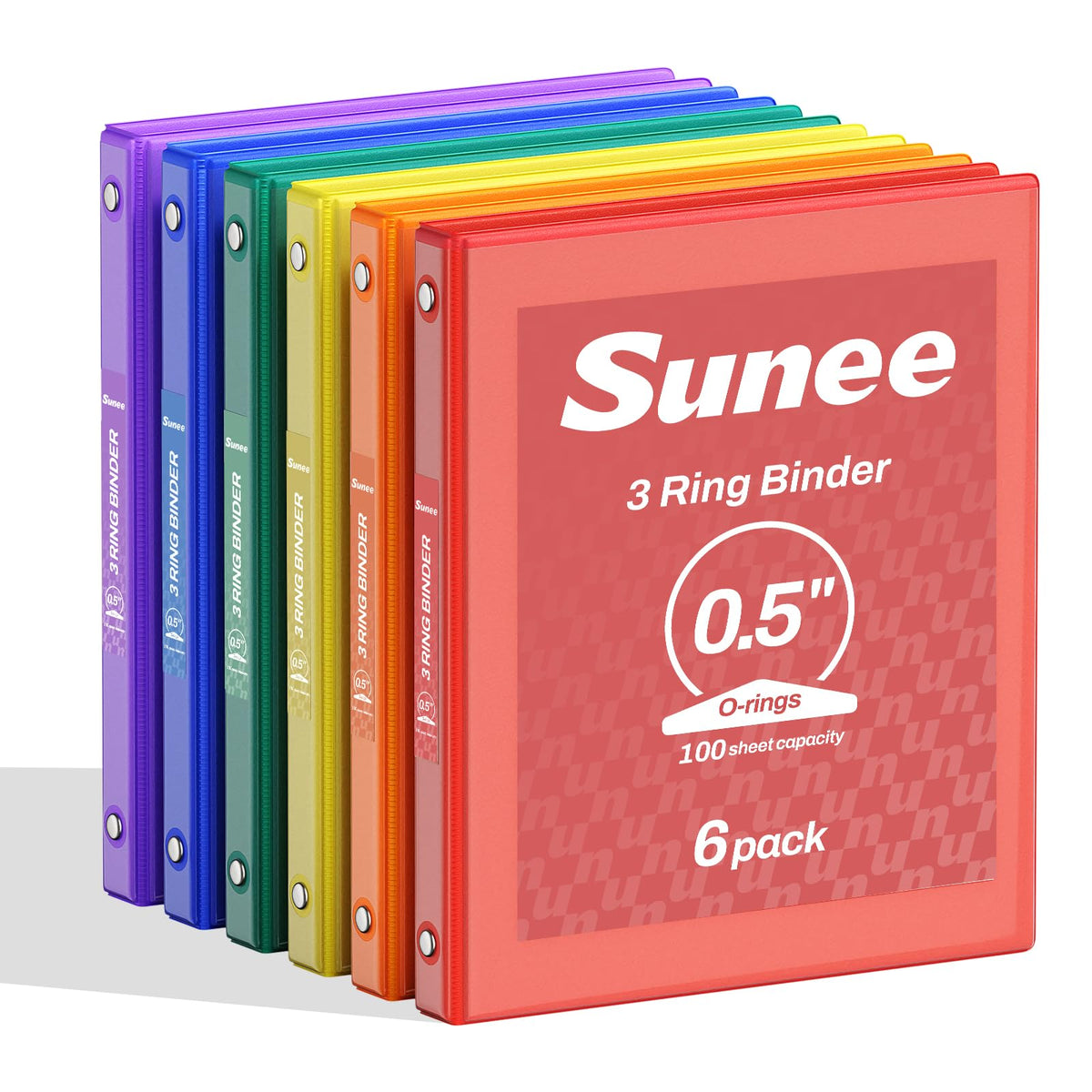 SUNEE Inch Clear View PVC-Free (Fit 8.5x11 Inches) for School Binder or Office Binder Supplies - Classic Assortment / 0.5 Inch