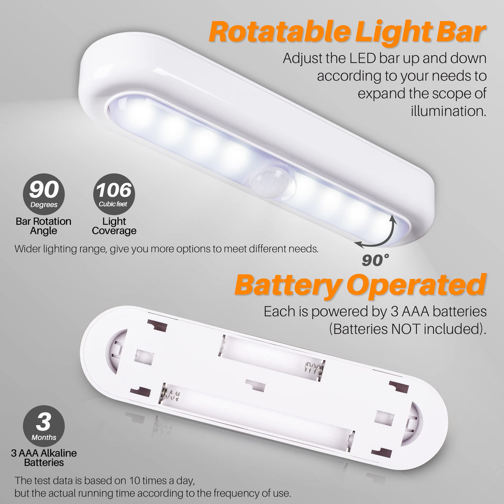 STAR-SPANGLED 7” Motion Sensor Lights Indoor AAA Battery, 3 Pack Cool – White (XGCL-22A)