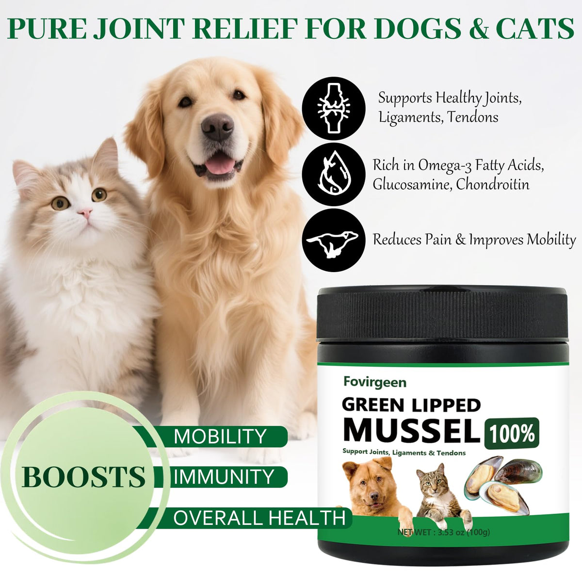 forvirgeen 2 Pack Green lipped Mussels for Dogs Hip & Joint Care (additional view 4)