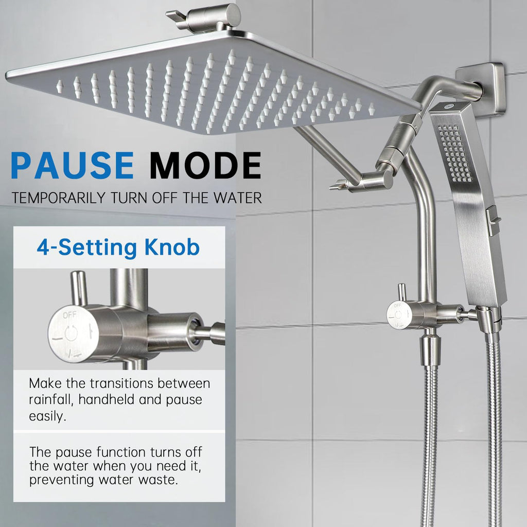 G-Promise Inch All Metal Rain Shower Head with Handheld