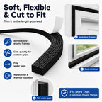 Bantie 1" x 2" EVA Foam Weather Stripping Tape, 13FT Self-Adhesive Foam Seal Strip for Large Door & Window Gaps, – Black
