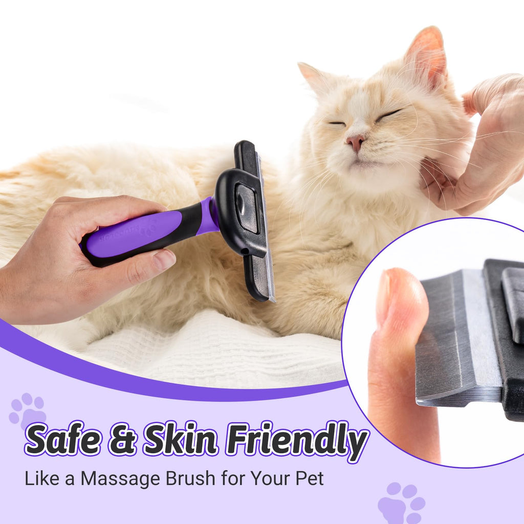 MIU COLOR Pet Grooming Brush Deshedding Tool for Dogs & Cats - Purple / Long Hair view 5