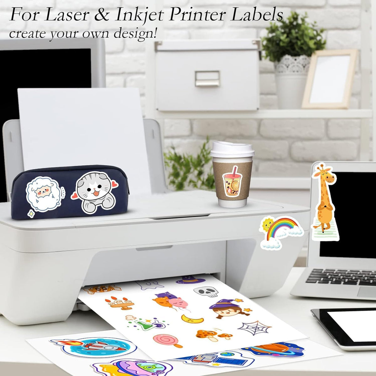 NefLaca 4000 Full Sheets Sticker Paper for Laser & Ink Jet Printers, 8.5" x 11" Full Sheet Address Shipping Label, 4000