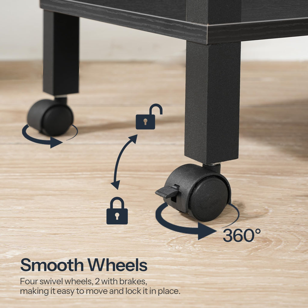 HOOBRO 2-Tier Printer Stand with Charging Station, Under Desk Printer Table, Printer Cart (additional view 6)