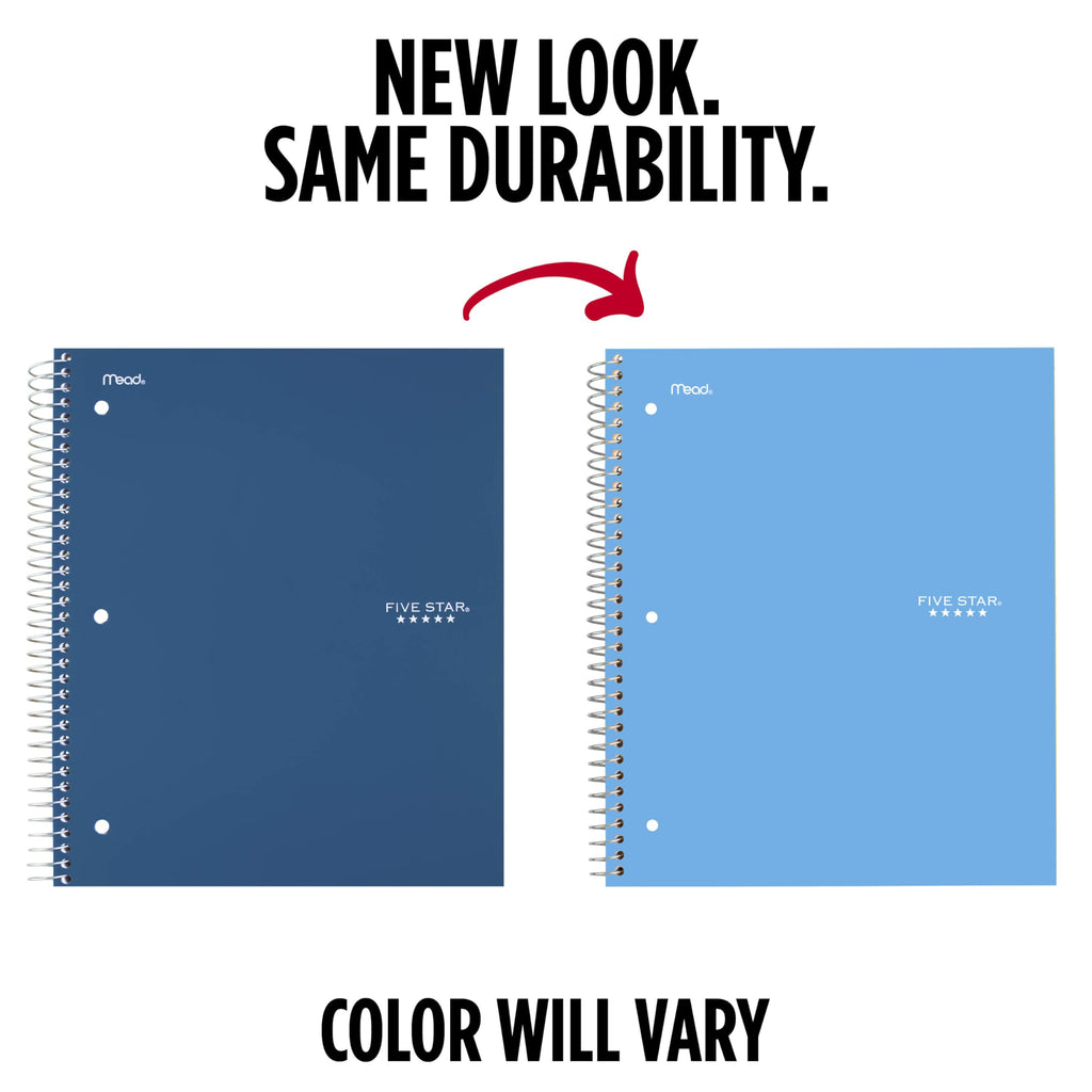 Five Star Spiral Notebook + Study App, 5 Subject, College Ruled Paper