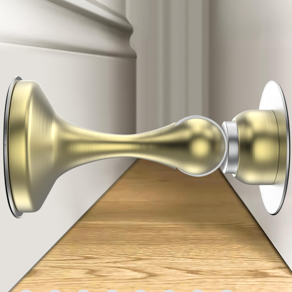 Crosize Magnetic Door Stoppers 2 Pack, Stainless Steel Door Stops, – Gold