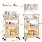 3 Tier Rolling Diaper Caddy Cart - Beige view 8