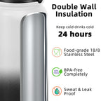 Fanhaw Stainless Steel Water Bottle with Chug Lid - White Black / 20 Ounces view 2