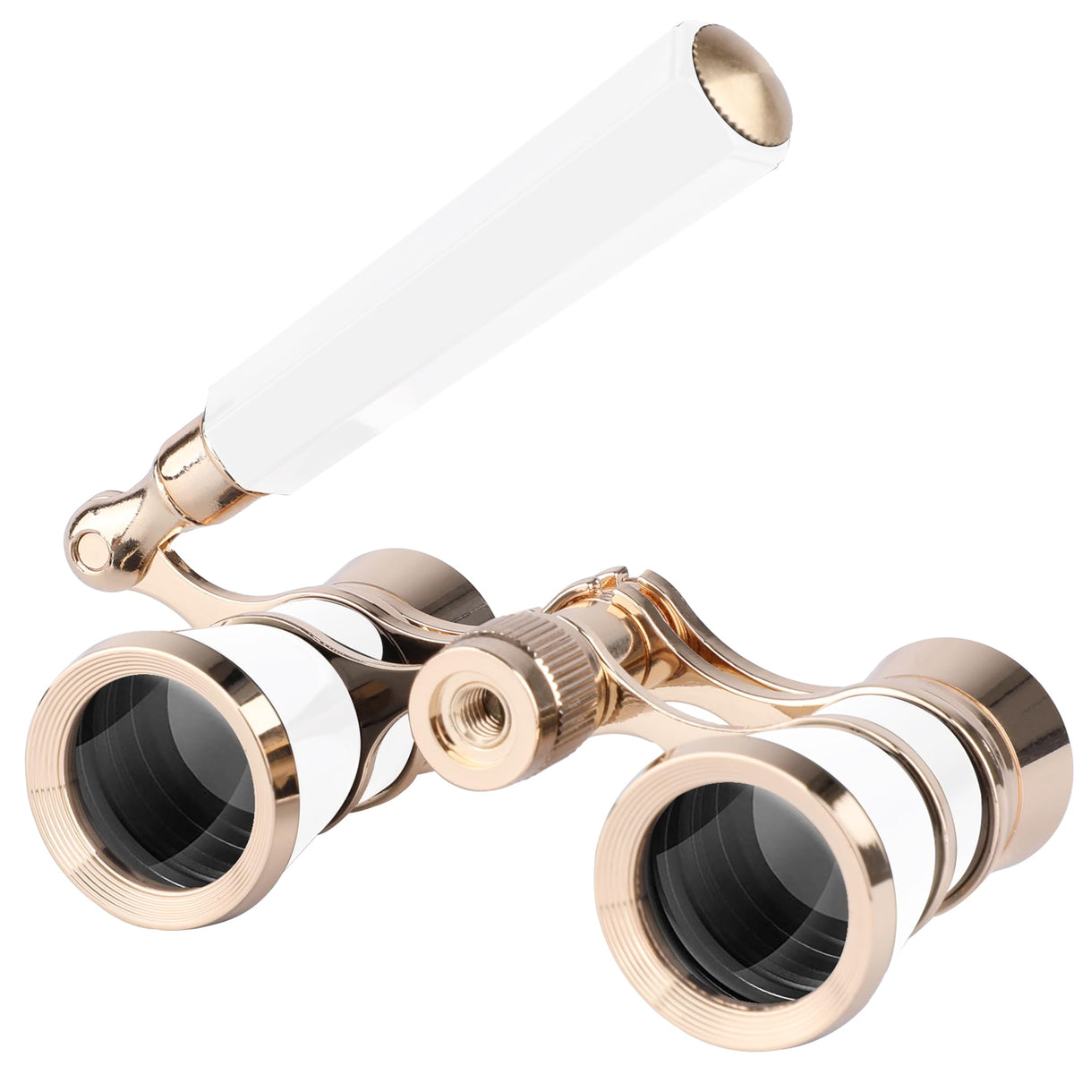 3X25 Opera Glasses with Neck Chain & Extendable Handle - White