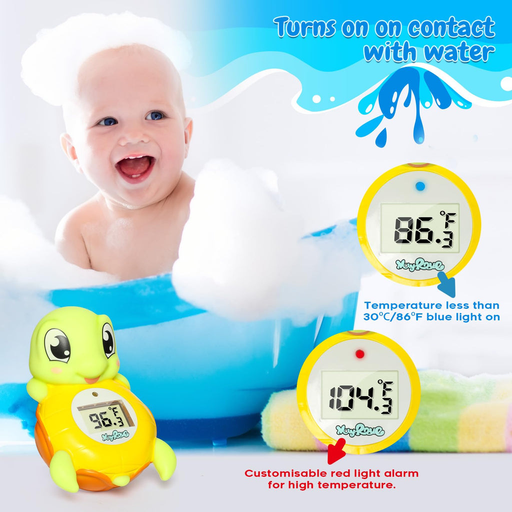 Sea Turtle Water Proof Baby Bath Thermometer Used for Infant Baby Bath - YELLOW AND GREEN view 1
