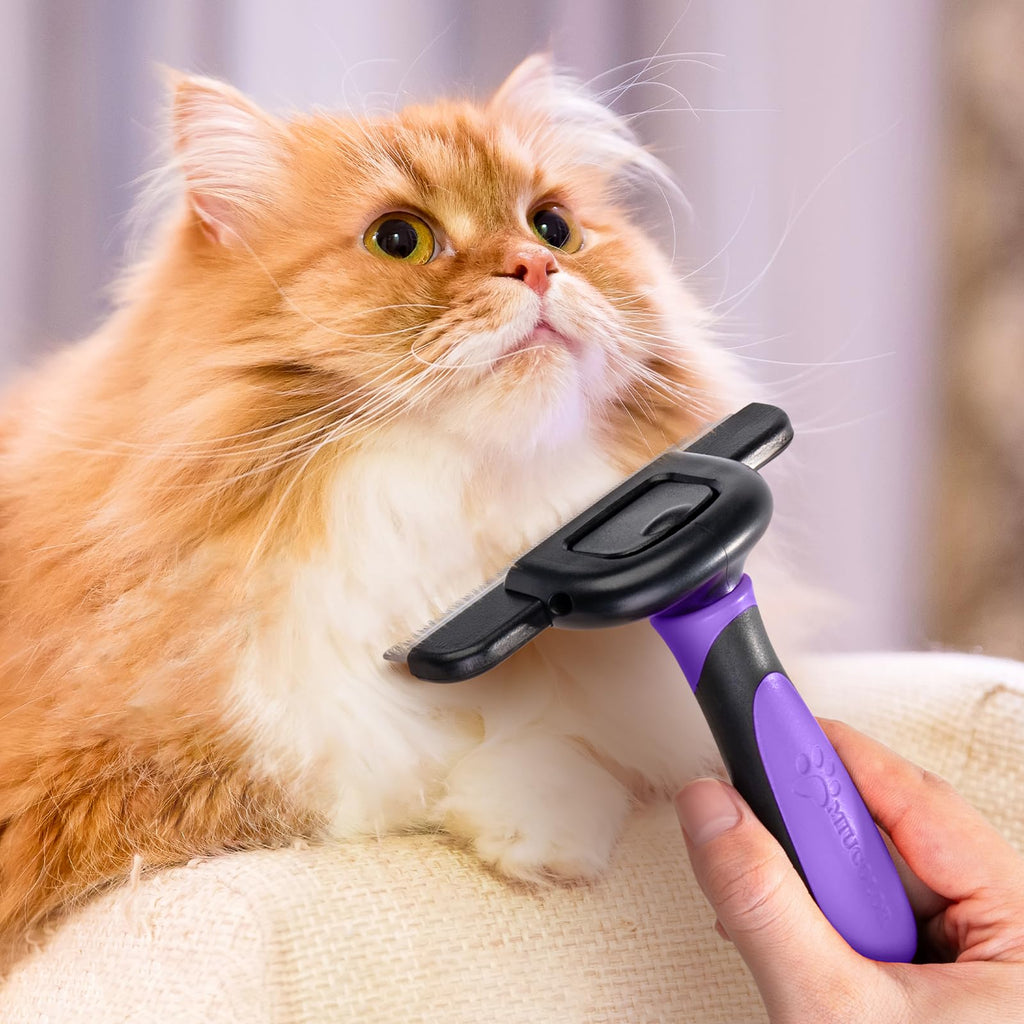 MIU COLOR Pet Grooming Brush Deshedding Tool for Dogs & Cats - Purple / Long Hair view 6