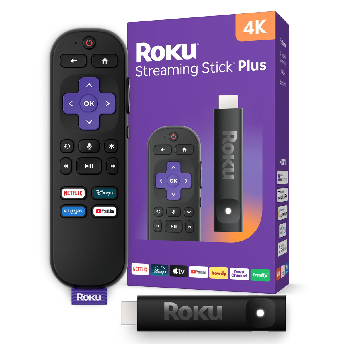 Roku Streaming Stick Plus with Voice Remote - 4K & HDR10+ (3830R)