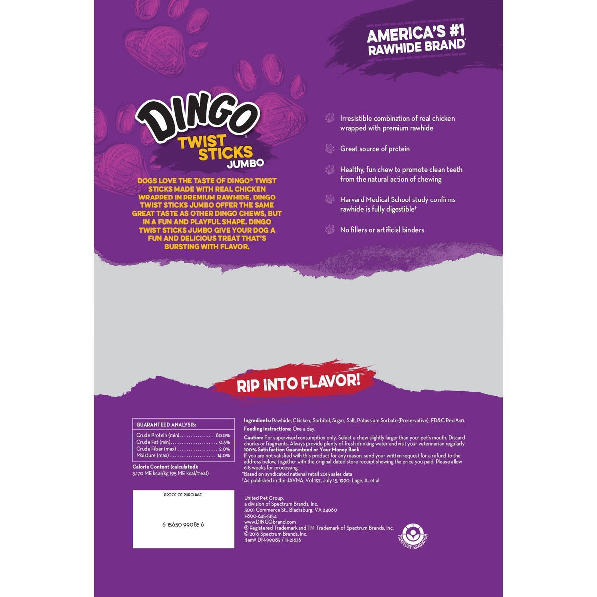 Dingo Jumbo Twist Sticks Rawhide Dog Treats, 9 Ct (12 Pack) (DN-99085)