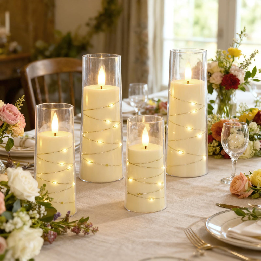Raycare Flameless Candles with String Lights - 9pcs-Ivory view 3
