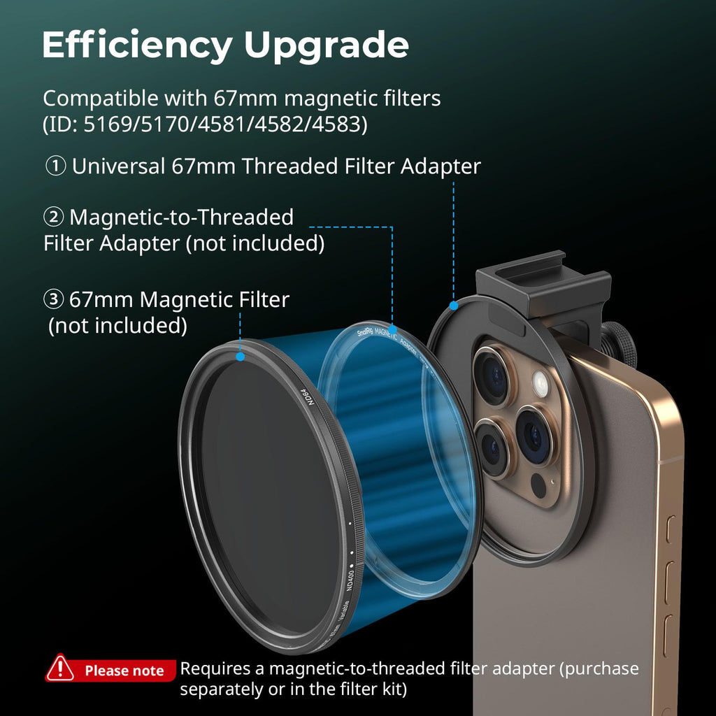 SmallRig Universal 67mm Threaded Filter Adapter for Phone Photography, Compatible with (additional view 4)