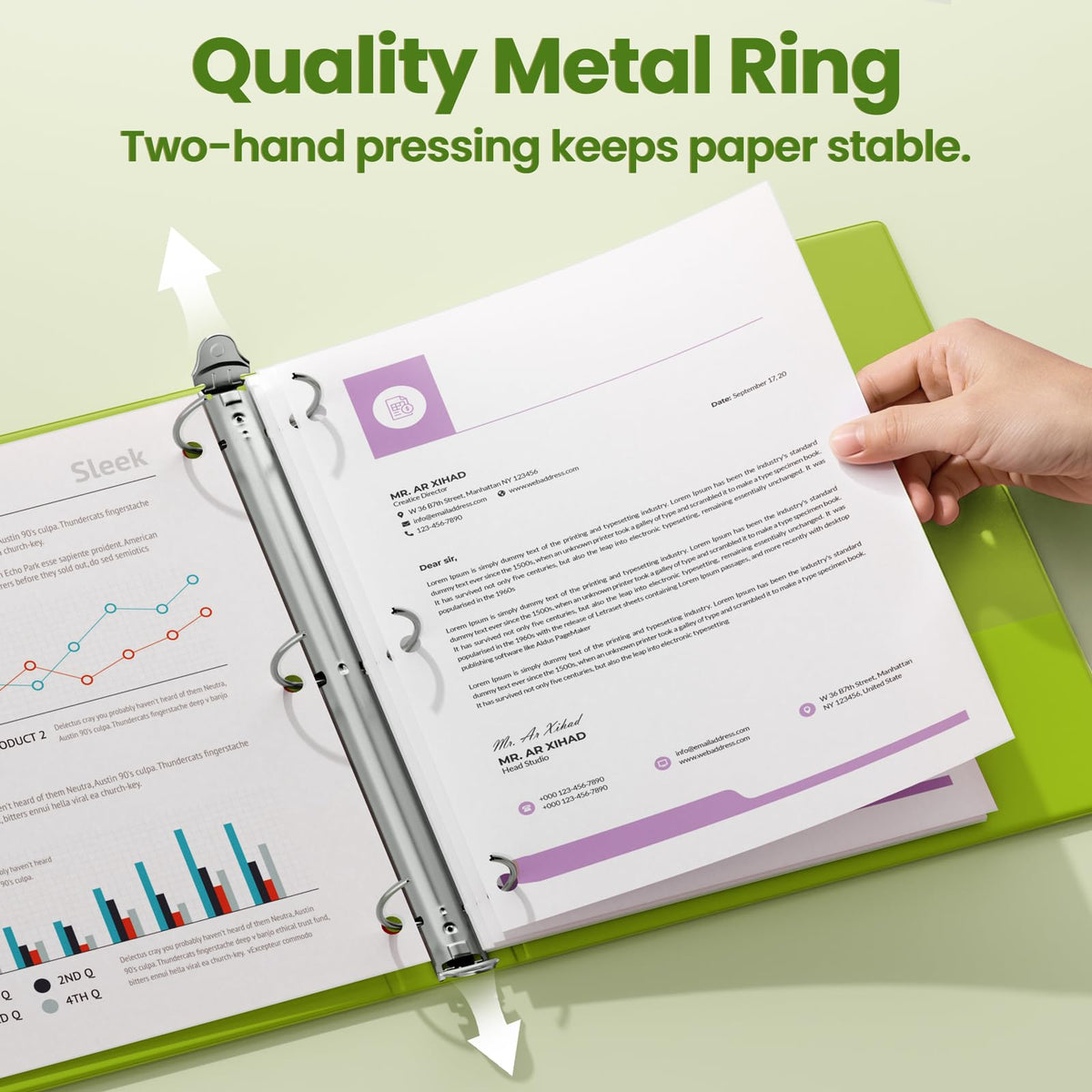 SUNEE 3 Ring Binder 1 Inch 1 Pack, Clear View Binder Three Ring PVC-Free (Fit 8.5x11 Inches) for School or Office