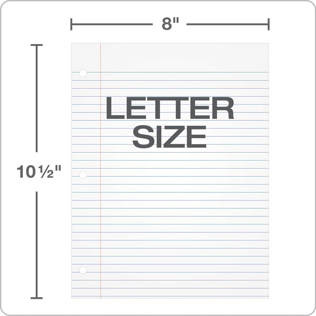 Oxford Filler Paper, 8 x 10-1/2 Inch Wide Ruled Paper, 3 Hole Punch, Loose Leaf Notebook Paper for 3 Ring Binders, 500