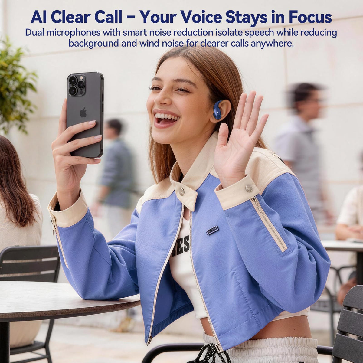 Active Noise Cancelling Ear Buds Wireless Bluetooth Headphones 80H Playtime Display Charging Case 50dB ANC Over - Blue view 3