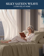 Lane Linen 100% Egyptian Cotton Ultra Soft Sheets - 42: Swiss Dot- Taupe view 4