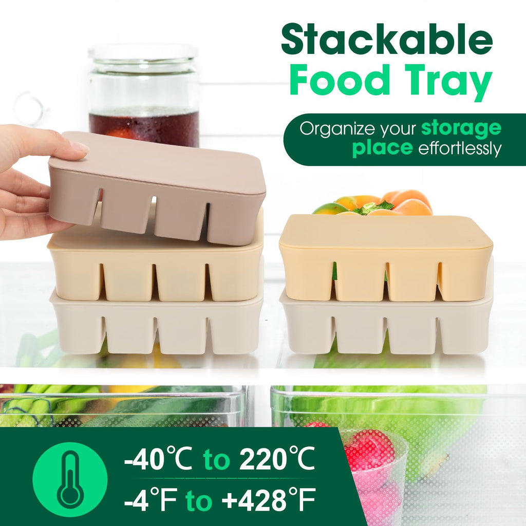 3 Pack Baby Food Freezer Tray with Lids - White, Yellow, Brown view 3