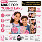 Kids Bluetooth Headphones Wireless Over-Ear,68Hrs,Volume Limit 85/94dB - Pink view 1