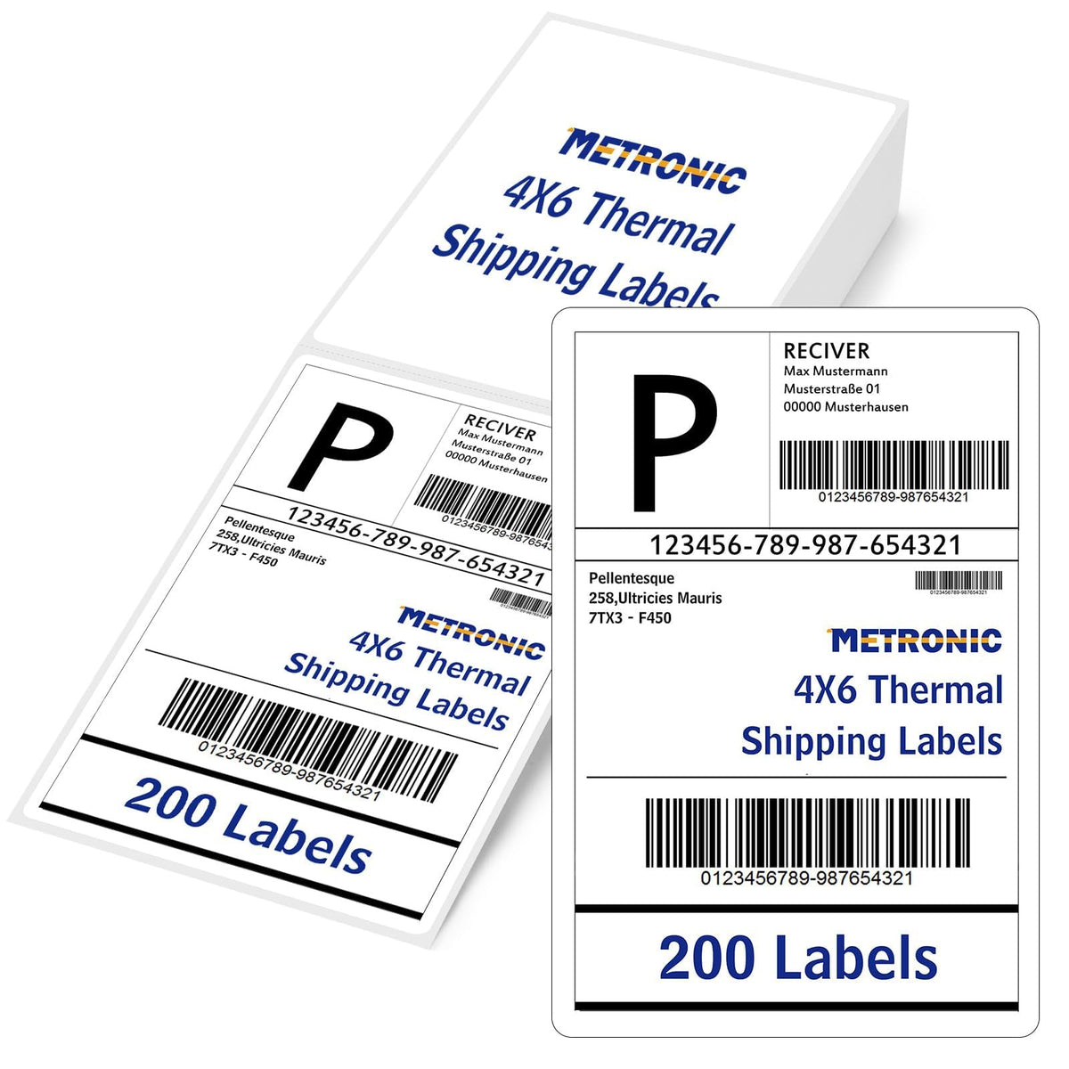 METRONIC Labels Fanfold Direct Shipping Labels - 4x6"-200 Labels