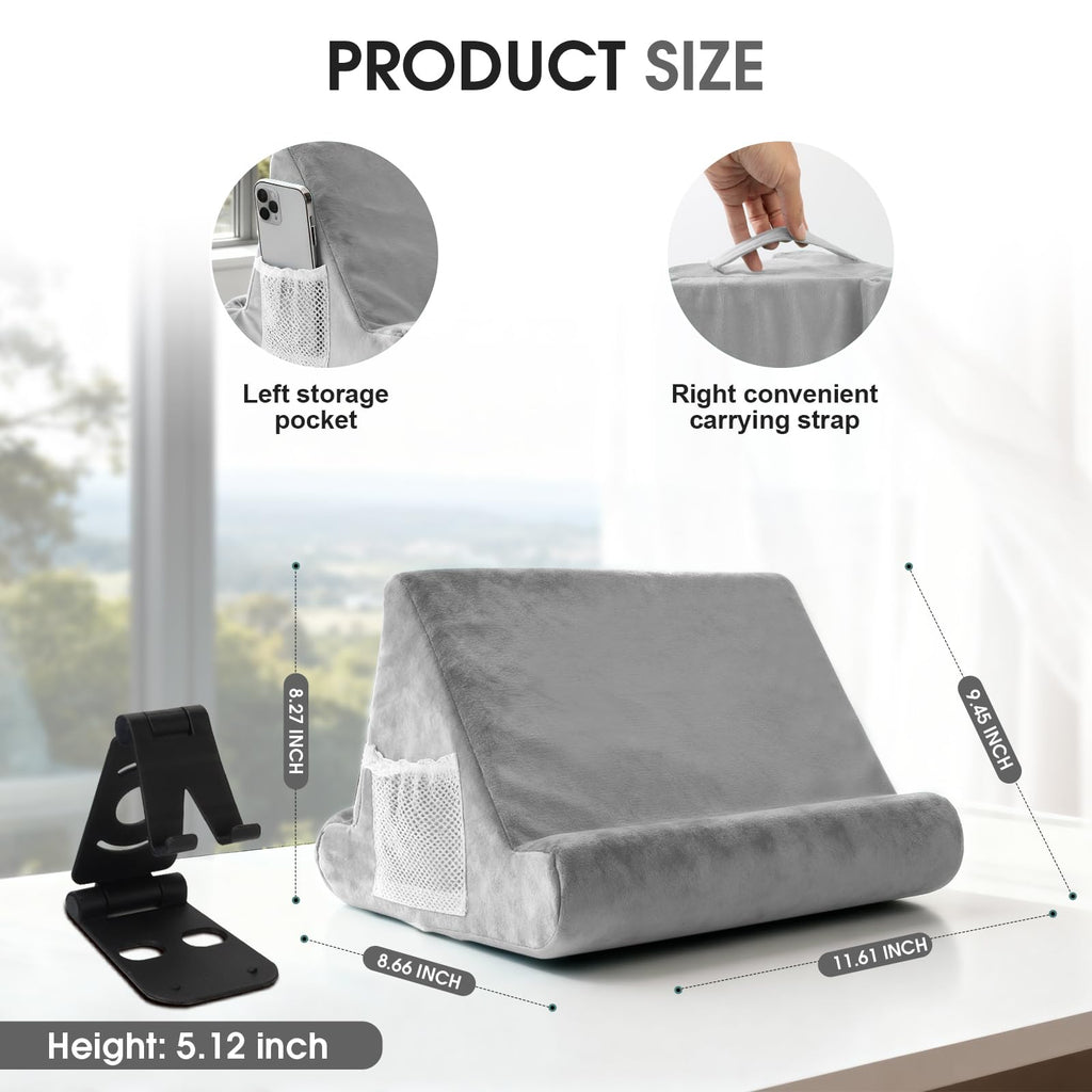 Sttargxing Tablet Stand Multi-Angle Tablet Pad Stand Lazy Holder Stand Soft Pad Stand Tablet Cushion Stand with Net Pocket & Random Color Stands for Lap - Grey view 4