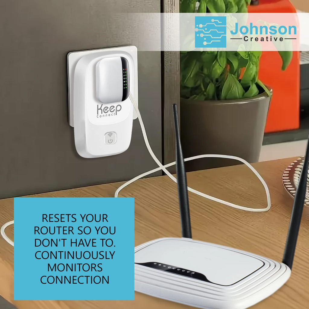Keep Connect MAX Router Rebooter, Wi-Fi Reset Device, Monitors Connectivity and Resets When Required. No App Necessary.