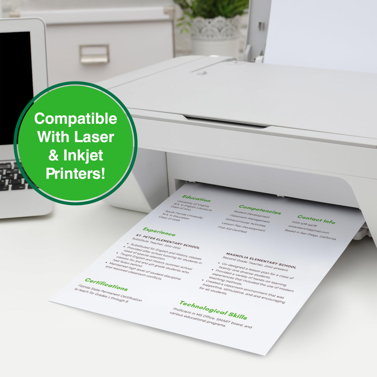 PrintWorks 100% Recycled Printer Paper 8.5" x 11" White - 20 lb Copy & Multipurpose Computer Paper - 2400 (Pack of 80)