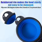 SLSON Collapsible Dog Dual Bowls Reinforced Rim 180 Degrees Flip Over Bowl - Blue view 3