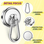 Niuknow Magnetic Hooks with Swivel Carabiner - Silver / 1.42 in view 4