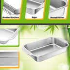 Funnymoom 2 Pcs Stainless Steel Cake Pan with Handle - 15" X 10" X 2.36" view 3