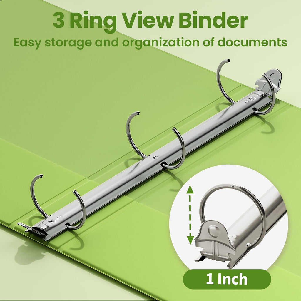 SUNEE 3 Ring Binder 1 Inch 1 Pack, Clear View Binder Three Ring PVC-Free (Fit 8.5x11 Inches) for School or Office