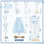 EYNDYN 145 Pieces Baby Shower Favors Ballpoint Pens and Keychains Gifts Bulk Retractable Pens Gender Reveal Cards Souvenirs - 72 / Sea view 2