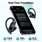 Active Noise Cancelling Ear Buds Wireless Bluetooth Headphones 80H Playtime Display Charging Case 50dB ANC Over - AI Translation Black view 4