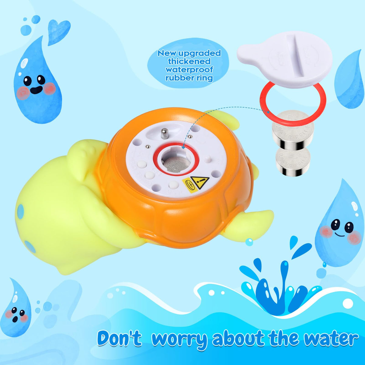 Sea Turtle Water Proof Baby Bath Thermometer Used for Infant Baby Bath - YELLOW AND GREEN view 2