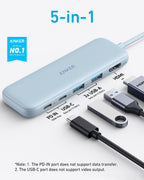 Anker USB C Hub, 5-in-1 USBC to HDMI Splitter with 4K Display