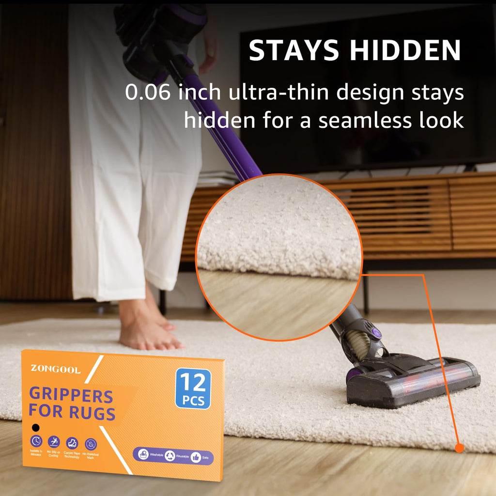 ZONGOOL Rug Tape Non Slip Rug Pad Grippers Double Sided Carpet Tape