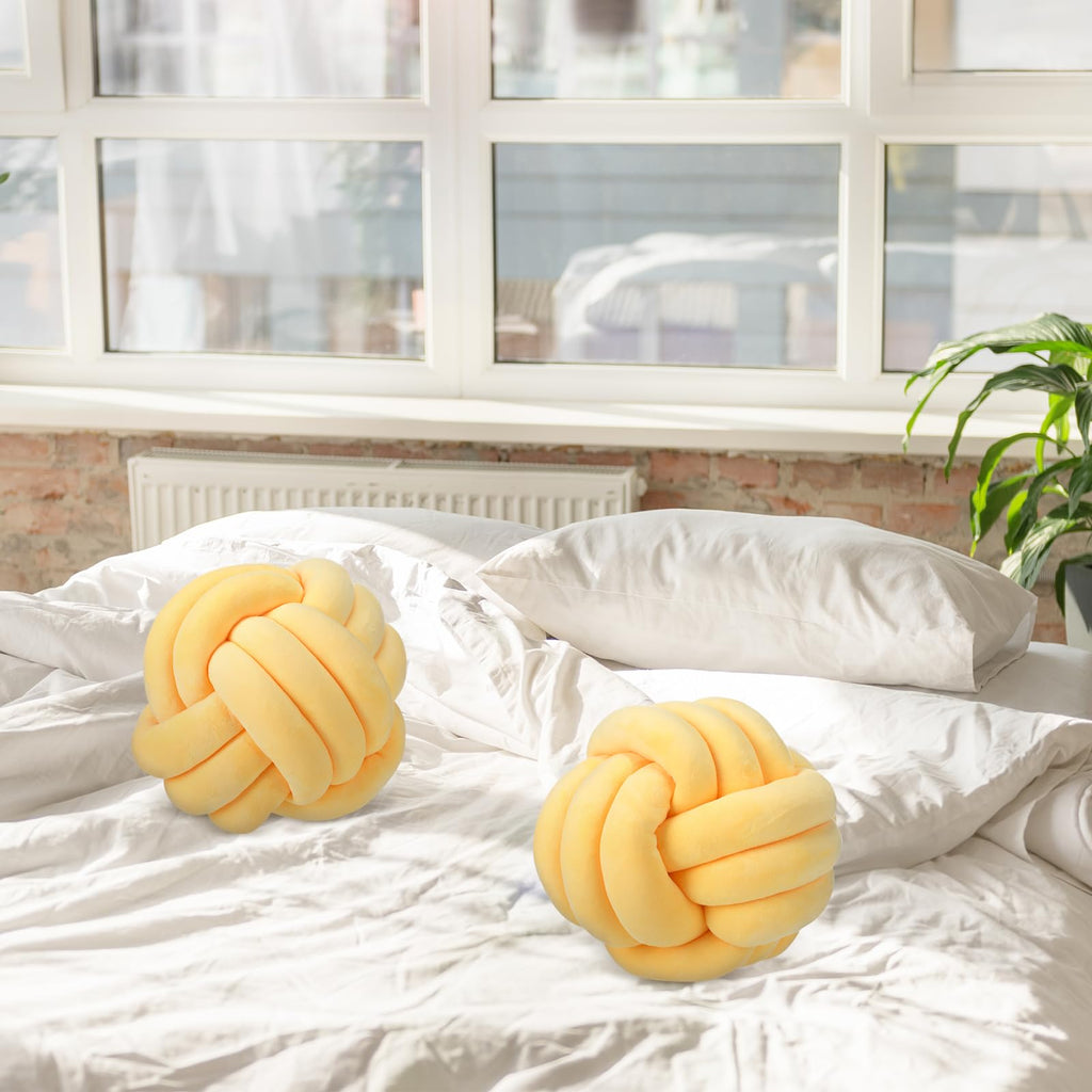 Namalu 2 Pcs Knot Pillow Decorative Throw Pillow - Light Yellow / 7.87 Inches view 4