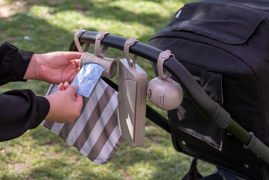 Ubbi Retractable Bag Dispenser for Diaper Bag - Taupe Bag Dispenser view 6