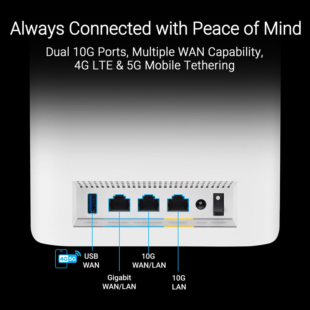 ASUS ZenWiFi BT10 WiFi 7 Mesh Router - Tri-Band, 3K sq ft, x2 10G (1 Pack) (additional view 6)
