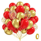 60pcs 12inch Confetti Balloons - Red Gold