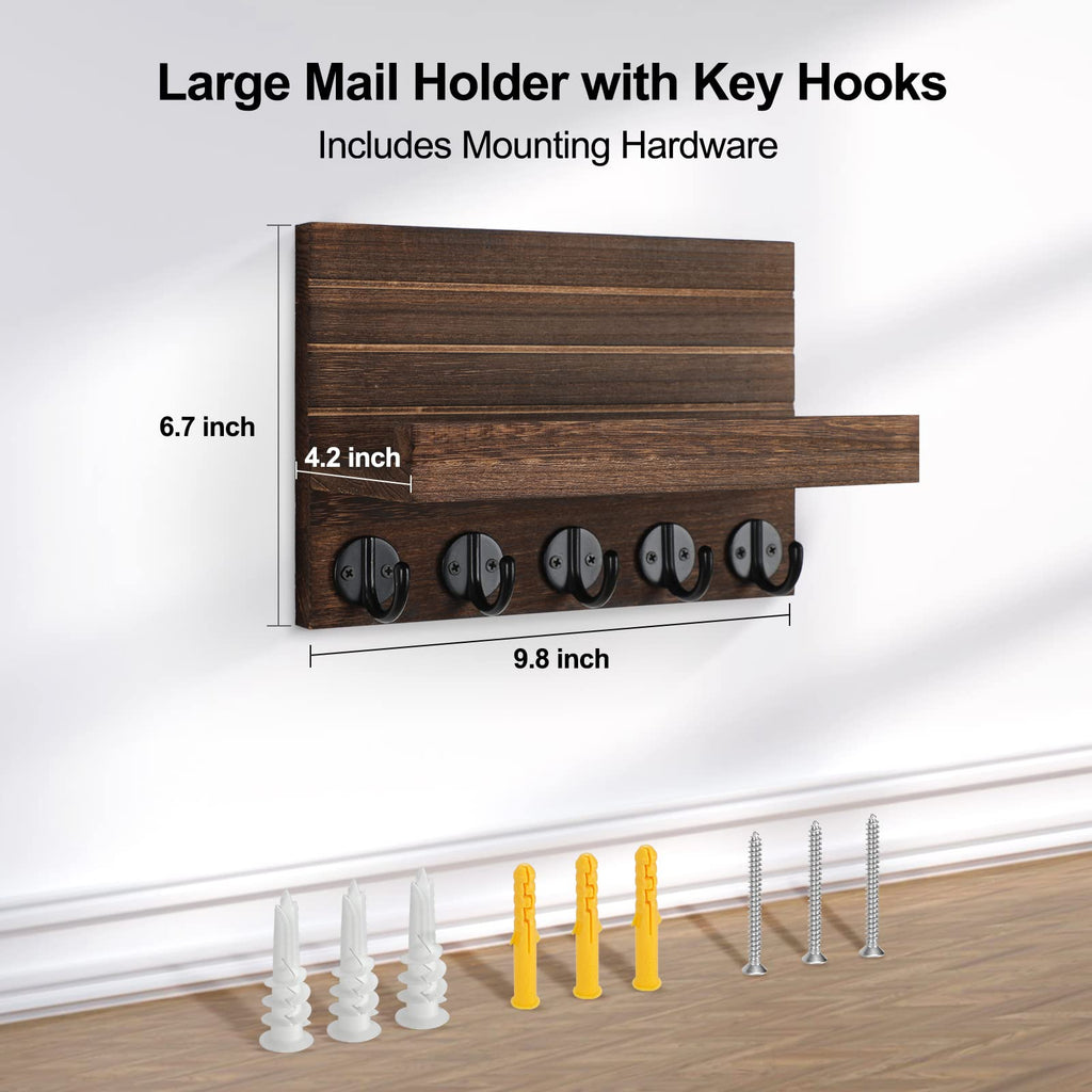 Lwenki Key Holder for Wall, Decorative Key and Mail Holder with Shelf Has Large