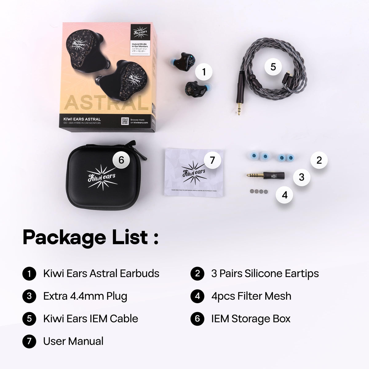 Linsoul Kiwi Ears Astral 1DD+6BA Hybrid in Ear Monitor - Blue view 5