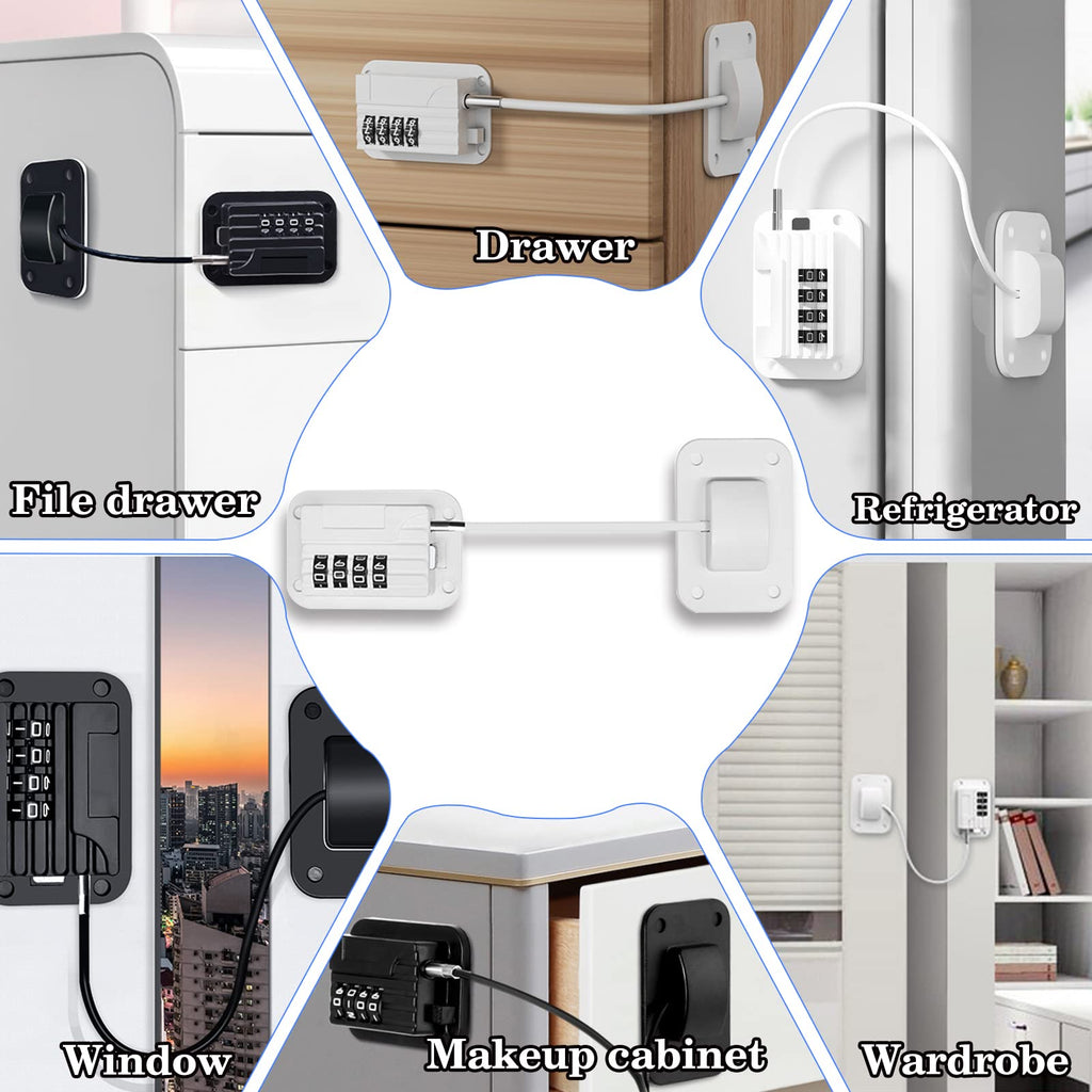 Fridge Locks with Code for Refrigerator - A-White-2PACK view 2